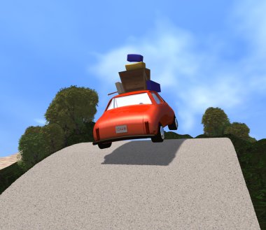 Araba yol üzerinde çalışan