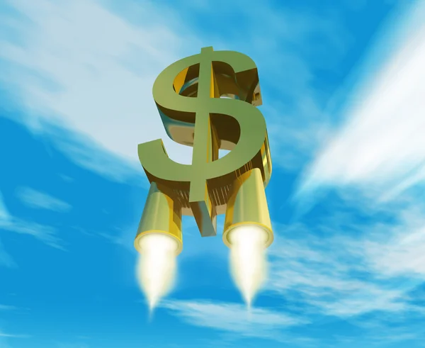 Pengar symbol med raket munstycken Stockfoto