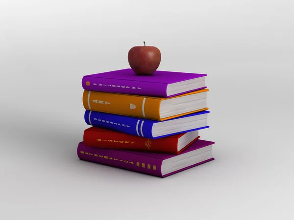 Apple sur une pile de livres — Photo