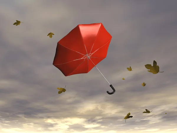 Umbrella blowing in the wind — Stock Photo, Image