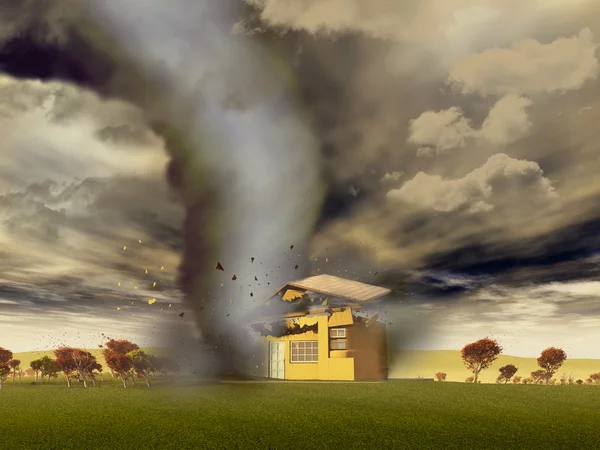 Tornado destruyendo una casa — Foto de Stock