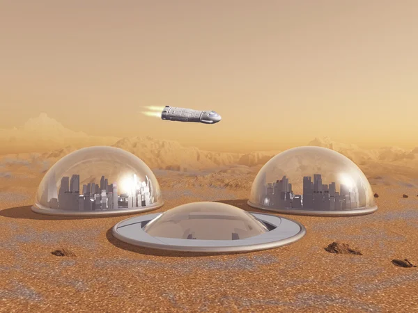 Futura colónia humana em Marte Fotografias De Stock Royalty-Free