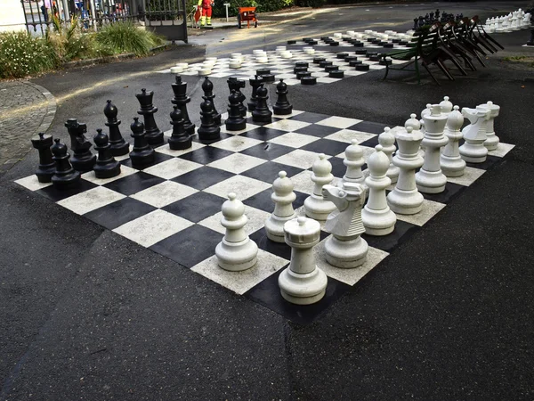 Chess set in a park in Geneva