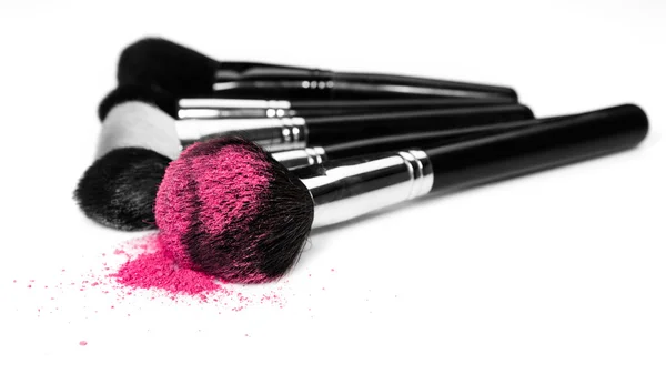 Pennelli per trucco e polvere cosmetica — Foto Stock