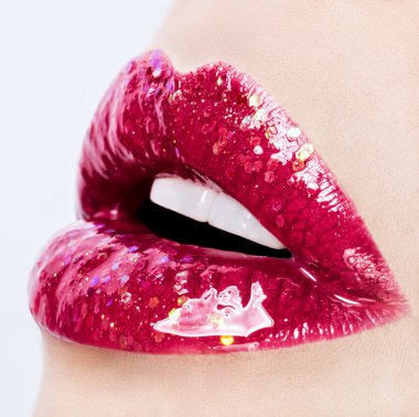 hermosos labios brillantes mujeres cerrar