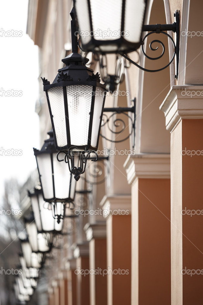 Antique street lights row