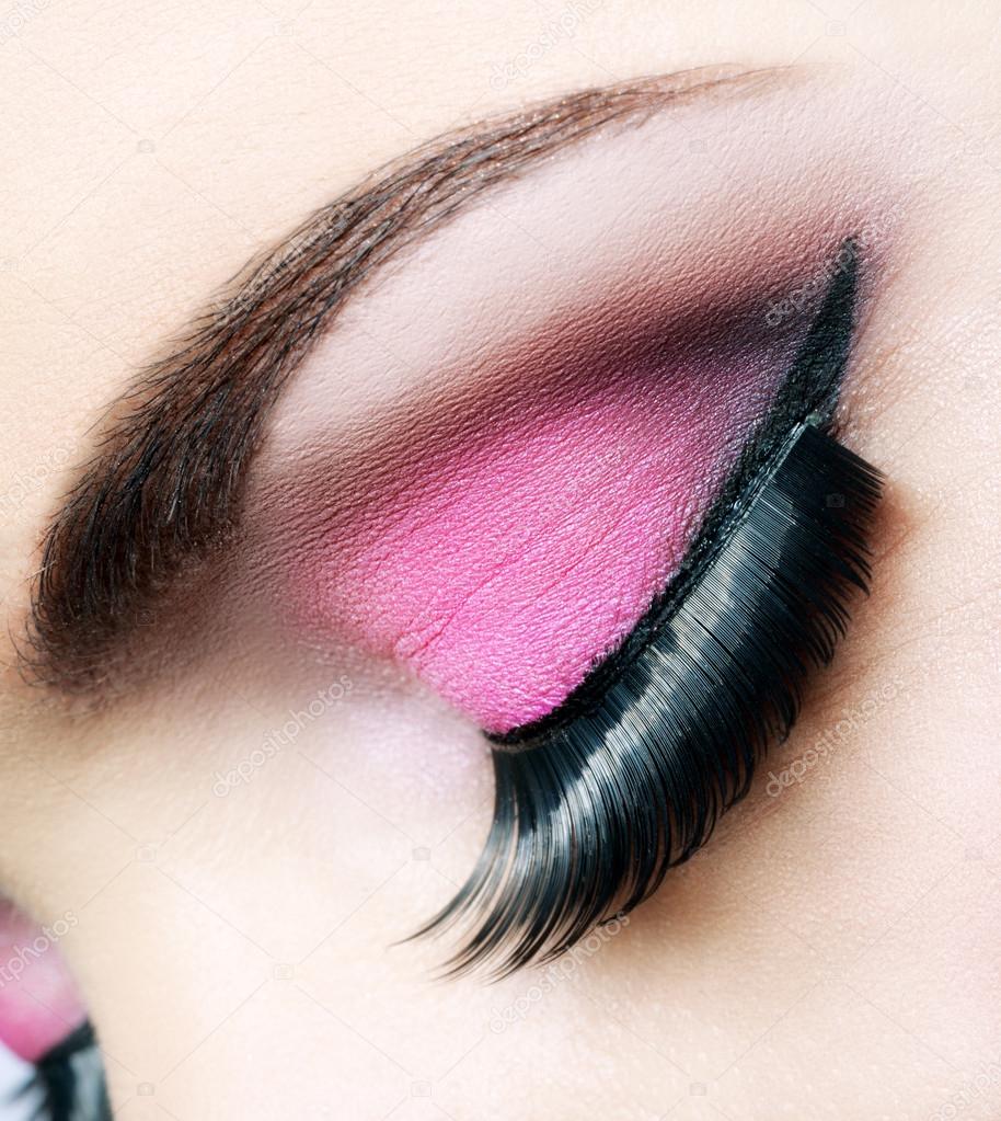 Beautiful pink makeup close up