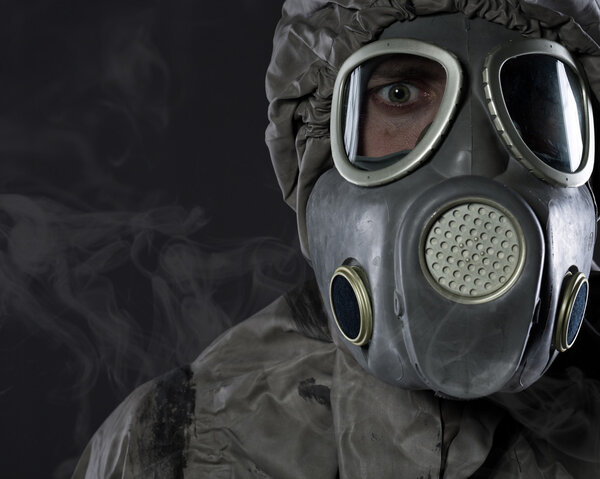 The man in a gas mask