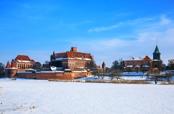 Zamek krzyżacki w Malborku winter.world dziedzictwa unesco lista. — Zdjęcie stockowe