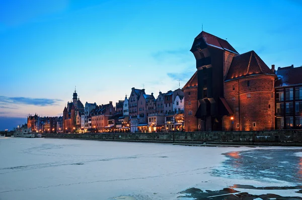 La vieille ville et le port de Gdansk en hiver — Photo
