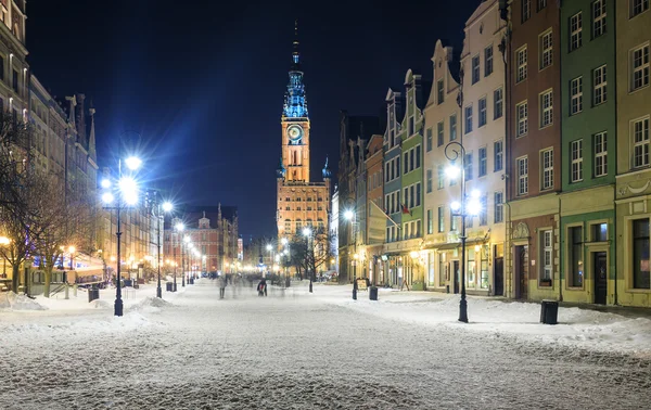 La vieille ville de Gdansk la nuit — Photo