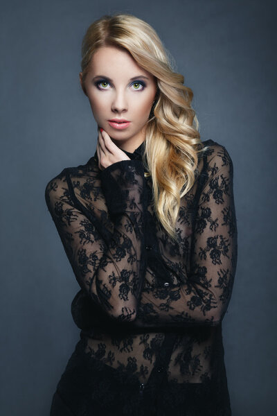 Portrait of the beautiful blonde in studio