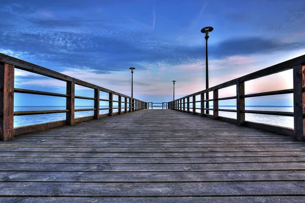 Wooden pier at Kuznica Stock Photo