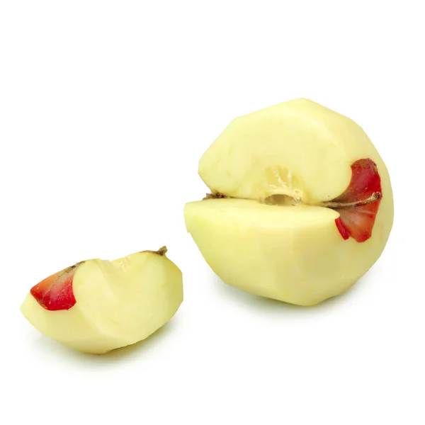 Peeled apple on a white background — Stock Photo, Image