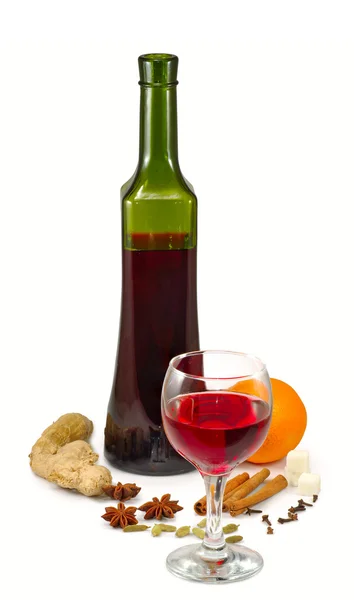 Still life. glass of wine and spices — Stock Photo, Image