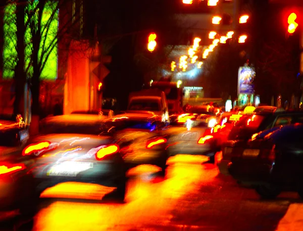 Image of of cars on the night road — Stock Photo, Image