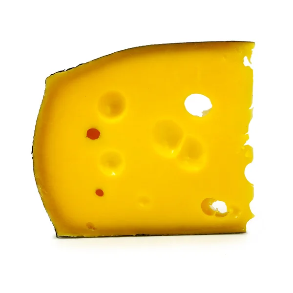 흰색 바탕에 치즈 조각의 고립 된 이미지 — 스톡 사진