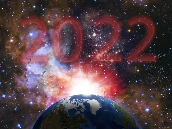 Image Upcoming New Year 2022 Backdrop Beautiful Starry Sky Elements — Stock Photo, Image