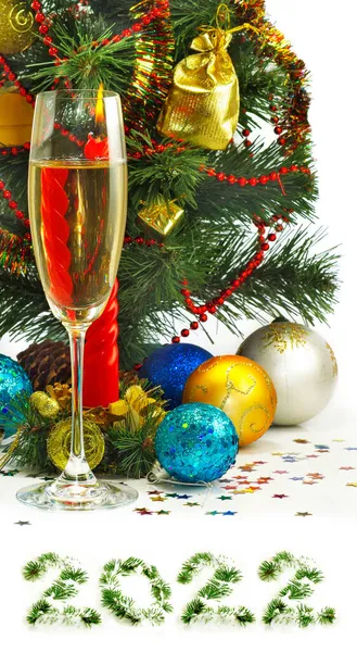 Belas Decorações Natal Fundo Branco Decoração Natal Close 2022 Feliz — Fotografia de Stock