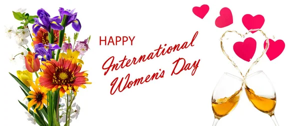Internationale Vrouwendag Romantisch Spandoek Decoratie Van Prachtige Bloemen — Stockfoto