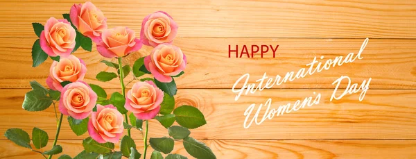 Międzynarodowy Dzień Kobiet Romantyczny Sztandar Dekoracja Pięknych Kwiatów — Zdjęcie stockowe