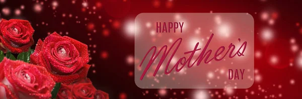 Tarjeta Felicitación Del Día Madre Feliz Con Flores Una Inscripción — Foto de Stock