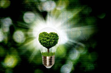 Ampulün içindeki bir ağacın stilize edilmiş görüntüsü. Kalp şeklinde bir ağacın tacı..