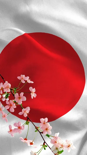 Güzel Çiçeklerin Japonya Nın Ulusal Bayrağının Resmi — Stok fotoğraf