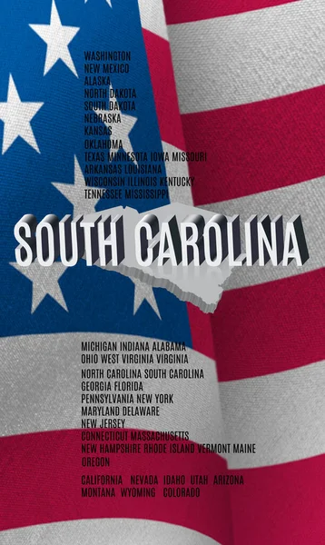 South Carolina Inscriptie Amerikaanse Vlag Achtergrond Illustratie — Stockfoto