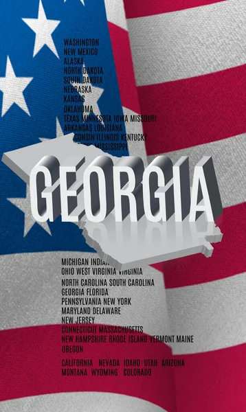 Georgia Inscriptie Amerikaanse Vlag Achtergrond Illustratie — Stockfoto