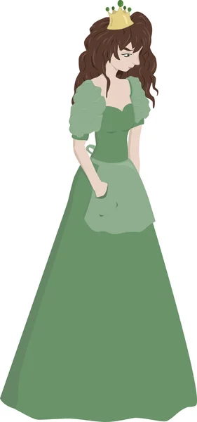 Princess Dressed in Green — Stock Vector