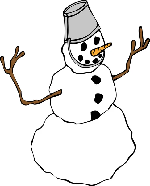 Snowman with a Bucket Hat — Stock Vector