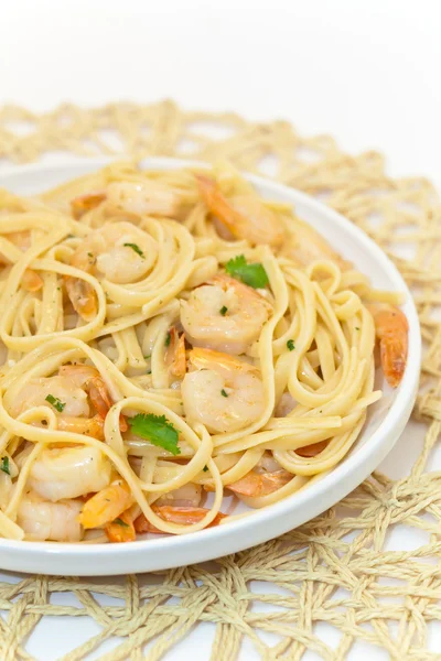 Garnalen scampi pasta schotel — Stockfoto