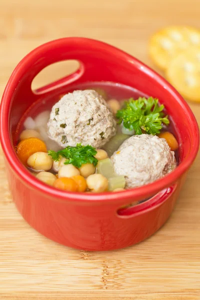 Homemade soup with meatballs — Stock Photo, Image