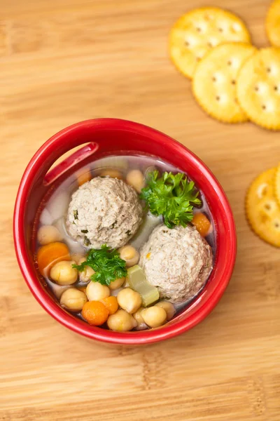 Suppe mit Frikadellen — Stockfoto