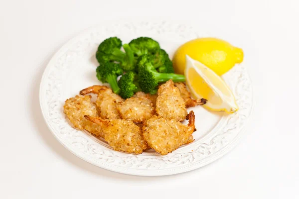 Hluboké smažené krevety s brokolicí — Stock fotografie