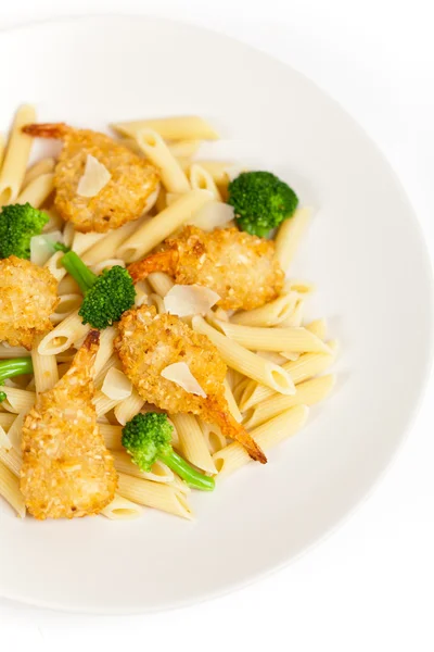 Broccoli garnalen pasta — Stockfoto