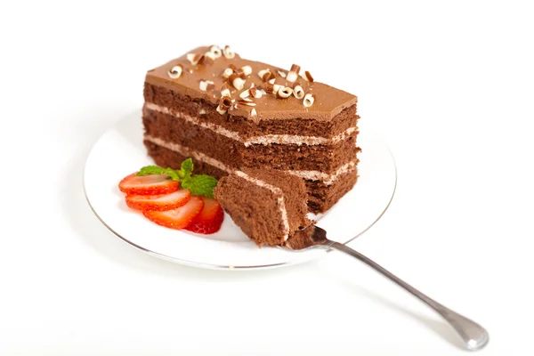 一块巧克力软糖蛋糕 — 图库照片