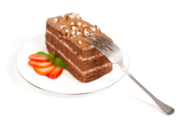 Choklad fudge tårtbit — Stockfoto