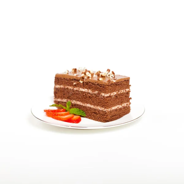 ファッジ チョコレート ケーキのスライス — ストック写真