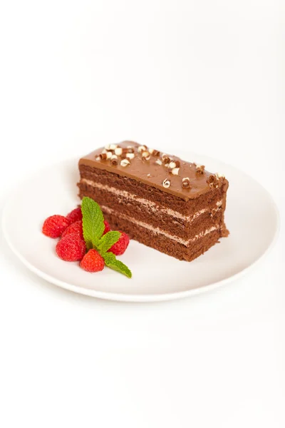 Slice of tasty chocolate cake — Stock Photo, Image