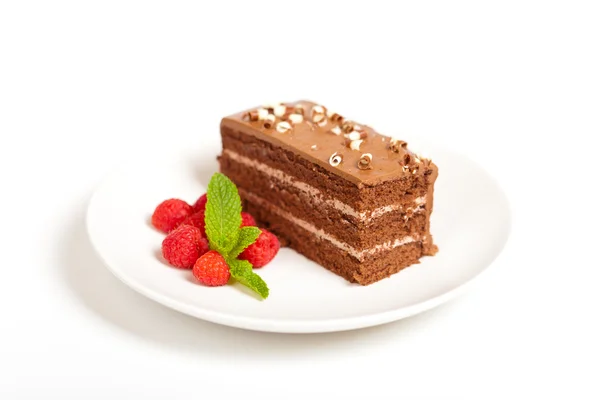 Scheibe leckerer Schokoladenkuchen — Stockfoto