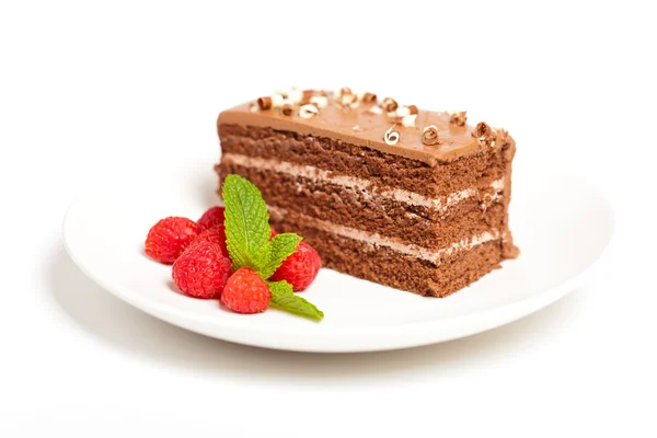 Slice of tasty chocolate cake — Stock Photo, Image