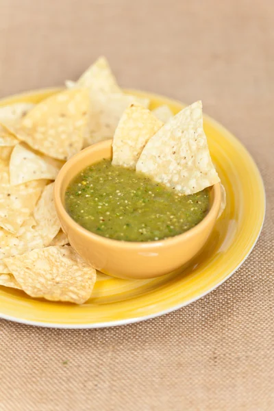 Tomatillo salsa verde, mexican cuisine — Stock Photo, Image