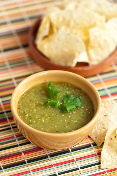 Tomatillo salsa verde, Meksika mutfağı — Stok fotoğraf