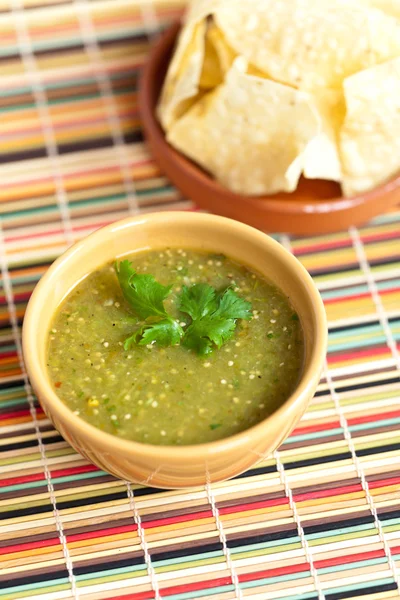 Tomatillo salsa verde, cozinha mexicana — Fotografia de Stock