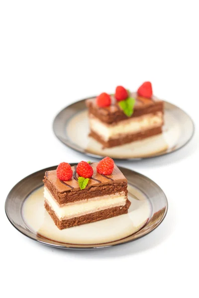 Drie lagen chocolade taart — Stockfoto