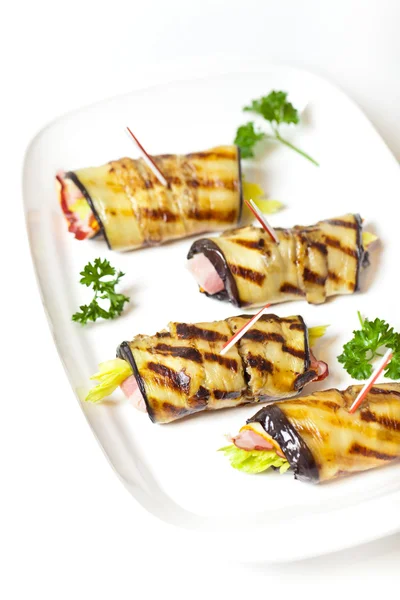 Aubergine rolletjes — Stockfoto