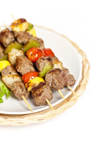 Kebab met pepers, tomaten en uien — Stockfoto