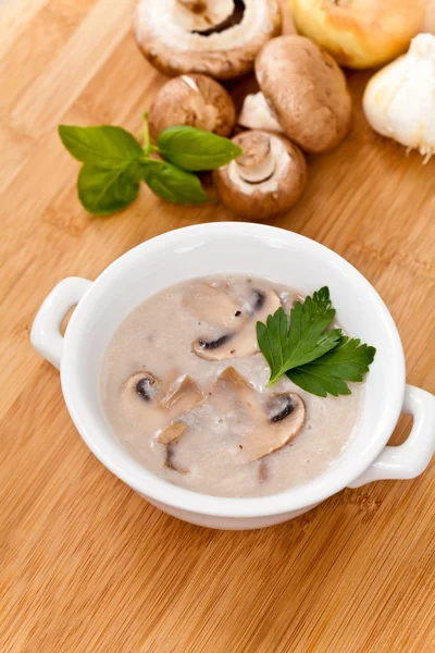 Sopa de creme de cogumelos — Fotografia de Stock